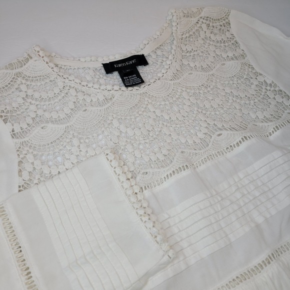 Karen Kane Tops - Karen‎ Kane White Swing Top Crochet Lace Fit & Flare Top Women's Medium Boho